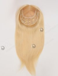 Best Blonde Real Human Hair Toppers for Women | In Stock European Virgin Hair 16" Straight 613# Color 7"×8" Silk Top Open Weft Human Hair Topper-002