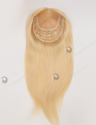 Best Blonde Real Human Hair Toppers for Women | In Stock European Virgin Hair 16" Straight 613# Color 7"×8" Silk Top Open Weft Human Hair Topper-002