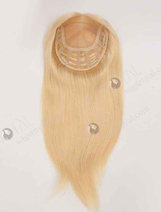 Best Blonde Real Human Hair Toppers for Women | In Stock European Virgin Hair 16" Straight 613# Color 7"×8" Silk Top Open Weft Human Hair Topper-002