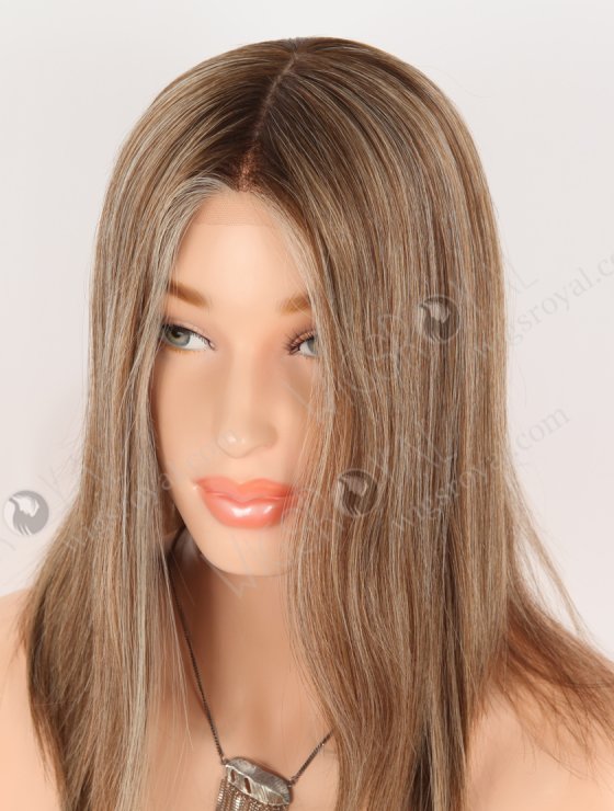 In Stock European Virgin Hair 12" All One Length Straight Base 4#/10#/60#, Roots 3# Color Lace Front Silk Top Glueless Wig GLL-08098-30629