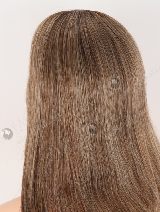 In Stock European Virgin Hair 12" All One Length Straight Base 4#/10#/60#, Roots 3# Color Lace Front Silk Top Glueless Wig GLL-08098-30630