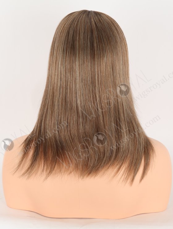 In Stock European Virgin Hair 12" All One Length Straight Base 4#/10#/60#, Roots 3# Color Lace Front Silk Top Glueless Wig GLL-08098-30632