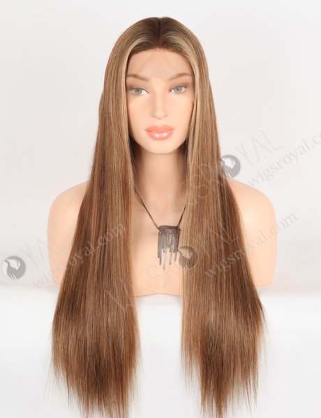 Face-Framing Highlight Hairline Brown Color Straight Lace Front Wigs WR-CLF-073