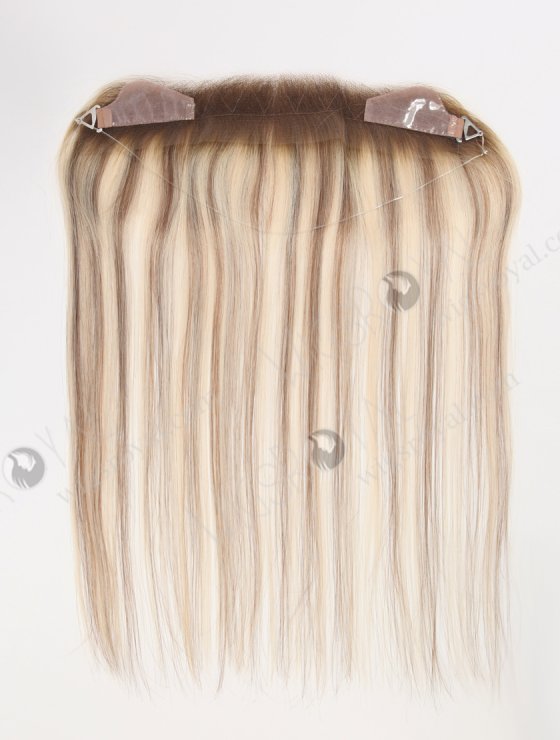In Stock European Virgin Hair 16" Straight T9/60# With 9# Highlights Color Hairline Topper SHT-004-30783