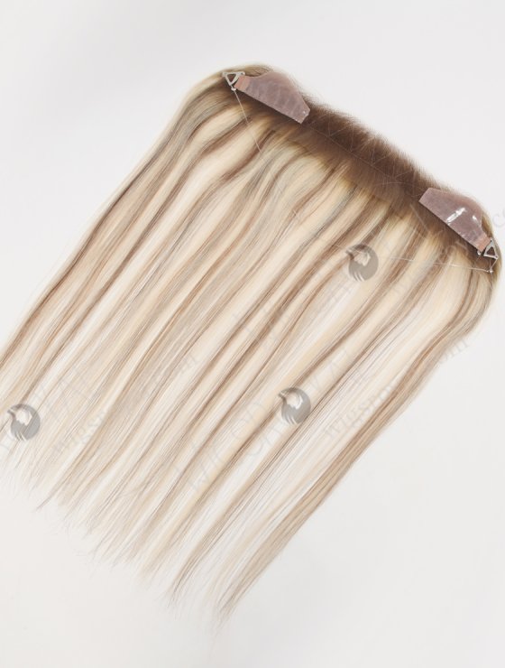 In Stock European Virgin Hair 16" Straight T9/60# With 9# Highlights Color Hairline Topper SHT-004-30784
