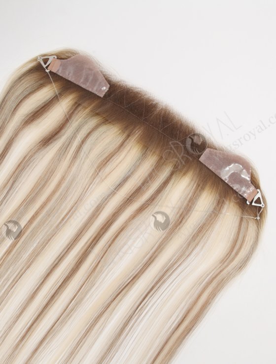 In Stock European Virgin Hair 16" Straight T9/60# With 9# Highlights Color Hairline Topper SHT-004-30786