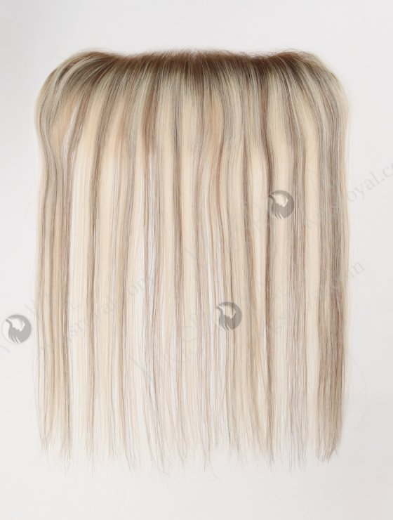 In Stock European Virgin Hair 16" Straight T9/60# With 9# Highlights Color Hairline Topper SHT-004-30788