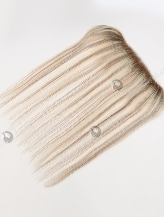 In Stock European Virgin Hair 16" Straight T9/60# With 9# Highlights Color Hairline Topper SHT-004-30787