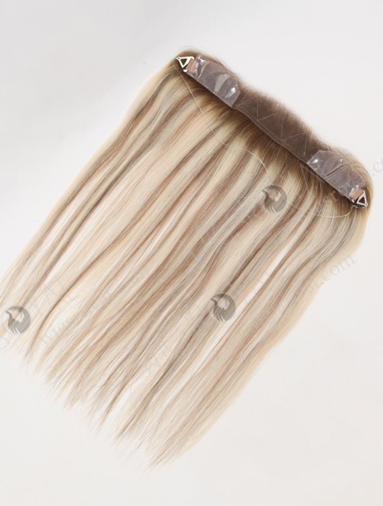 In Stock European Virgin Hair 16" Straight T9/60# With 9# Highlights Color Hairline Topper SHT-006-30799
