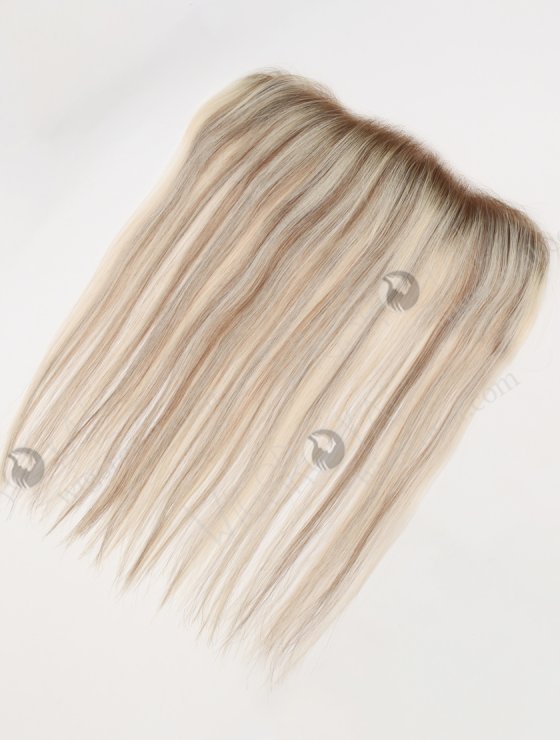 In Stock European Virgin Hair 16" Straight T9/60# With 9# Highlights Color Hairline Topper SHT-006-30802