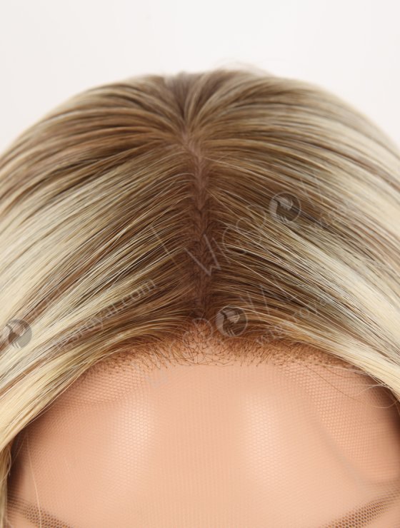 In Stock European Virgin Hair 18" Straight T9/613# With 9# Highlights Color Lace Front Silk Top Glueless Wig GLL-08092-30734