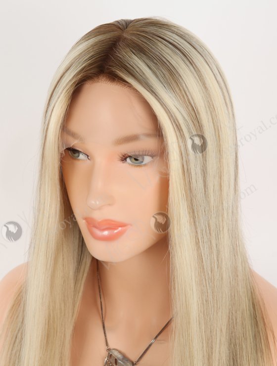 In Stock European Virgin Hair 18" Straight T9/613# With 9# Highlights Color Lace Front Silk Top Glueless Wig GLL-08092-30731