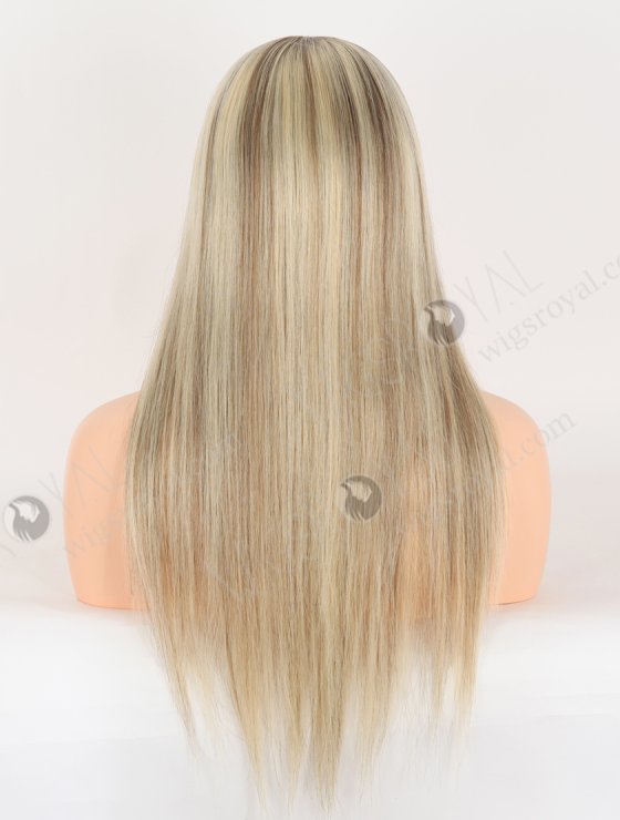 In Stock European Virgin Hair 18" Straight T9/613# With 9# Highlights Color Lace Front Silk Top Glueless Wig GLL-08092-30738