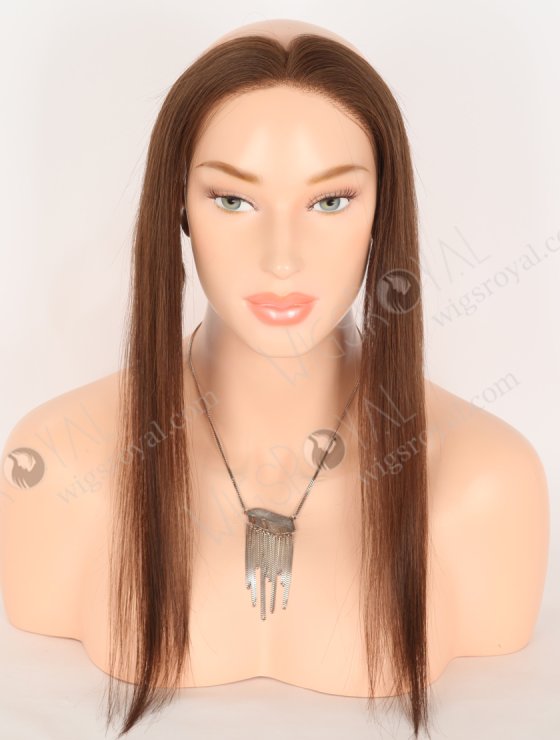 In Stock European Virgin Hair 16" Straight 4# Color Hairline Topper SHT-002-30830