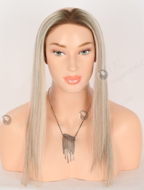In Stock European Virgin Hair 16" Straight T9/60# With 9# Highlights Color Hairline Topper SHT-006-30850