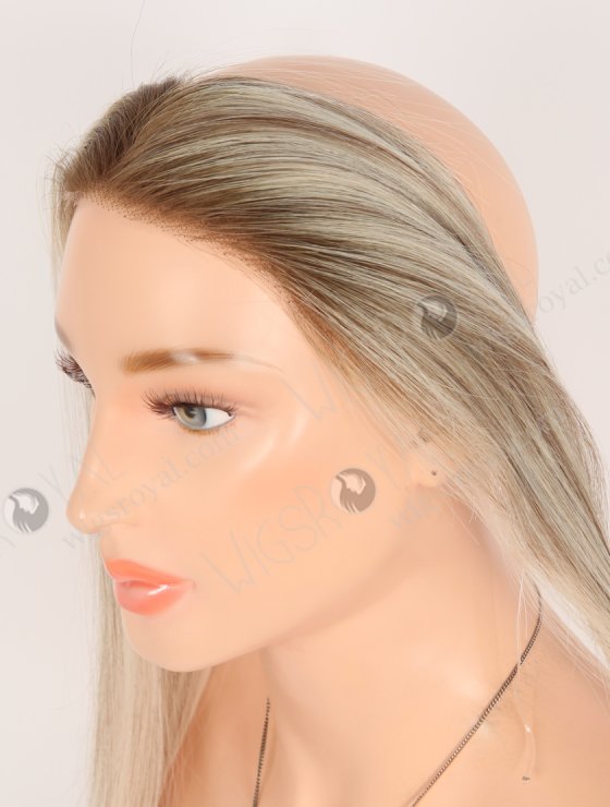 In Stock European Virgin Hair 16" Straight T9/60# With 9# Highlights Color Hairline Topper SHT-006-30854