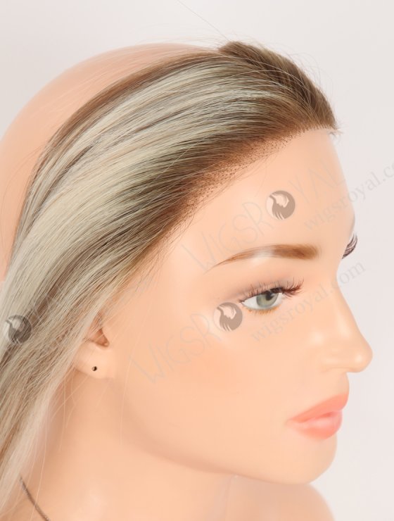 In Stock European Virgin Hair 16" Straight T9/60# With 9# Highlights Color Hairline Topper SHT-006-30853