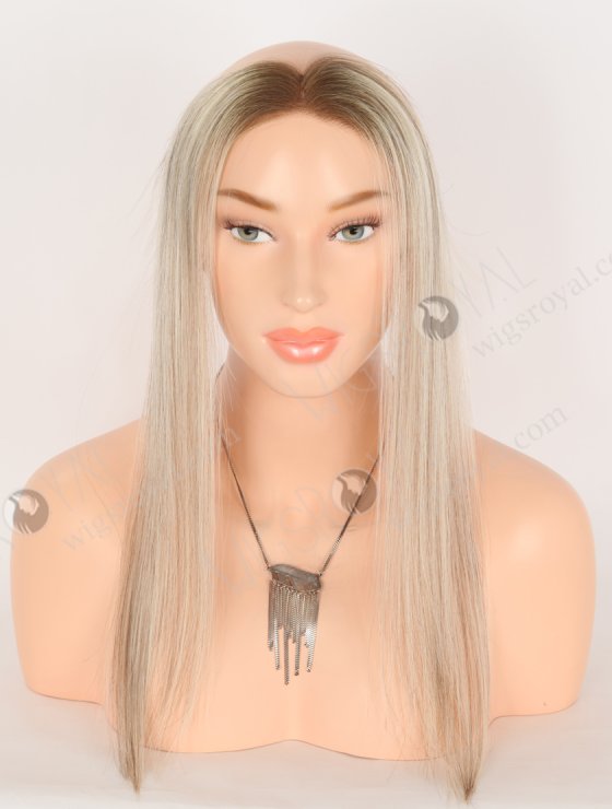 In Stock European Virgin Hair 16" Straight T9/60# With 9# Highlights Color Hairline Topper SHT-004-30839
