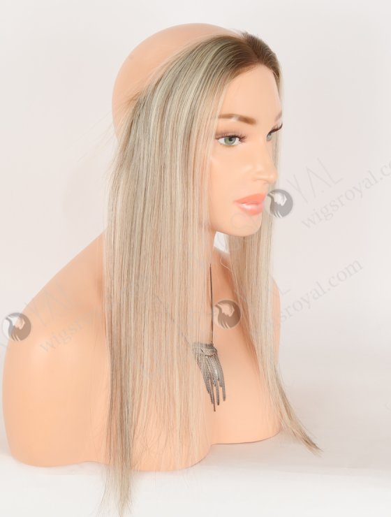 In Stock European Virgin Hair 16" Straight T9/60# With 9# Highlights Color Hairline Topper SHT-004-30840