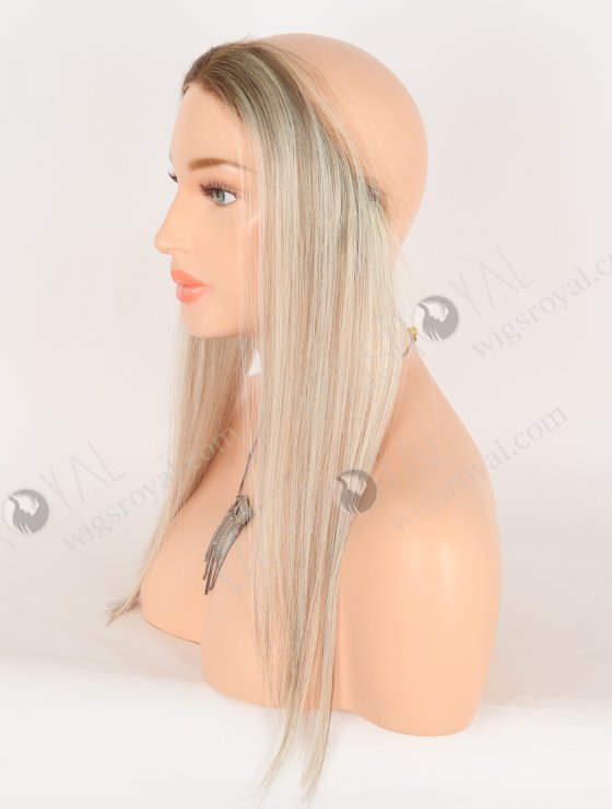 In Stock European Virgin Hair 16" Straight T9/60# With 9# Highlights Color Hairline Topper SHT-004-30841