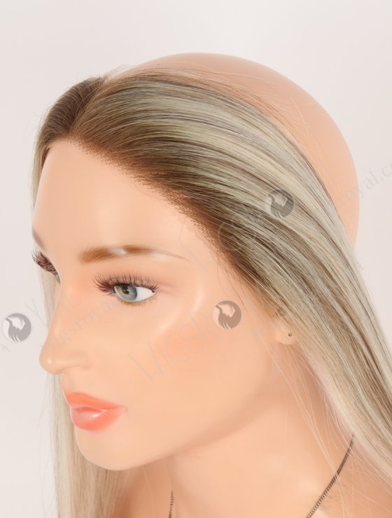 In Stock European Virgin Hair 16" Straight T9/60# With 9# Highlights Color Hairline Topper SHT-004-30843