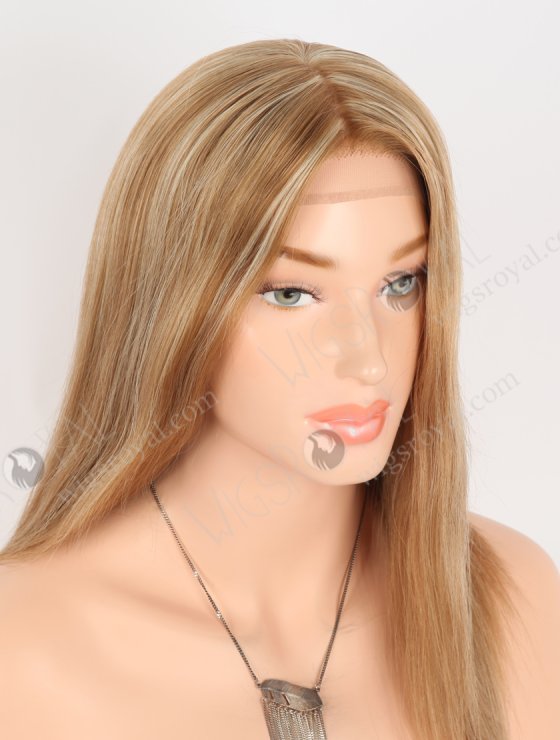 In Stock European Virgin Hair 14" Straight 8# with 22# Highlights Color Silk Top Gripper Wig GRP-08119-30952