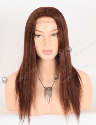 Natural Looking 16 Inch Brown Color 4/33# Human Hair Silk Top Medical Wigs for Cancer Patients No Glue Needed GRP-08118