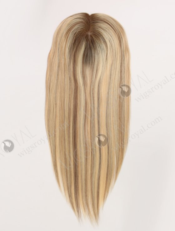 In Stock European Virgin Hair 18" All One Length Straight T9/613# with 9# Highlights Color Hair Topper Topper-179-31075