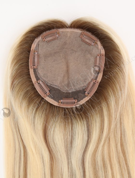 In Stock European Virgin Hair 18" All One Length Straight T9/613# with 9# Highlights Color Hair Topper Topper-179-31079