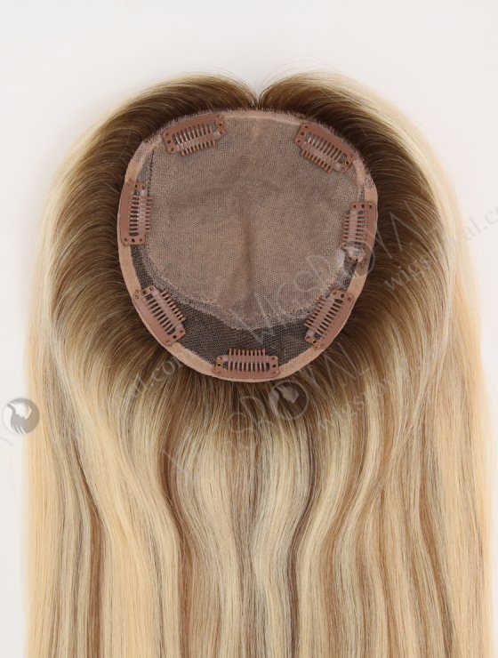 In Stock European Virgin Hair 18" All One Length Straight T9/613# with 9# Highlights Color Hair Topper Topper-179-31080