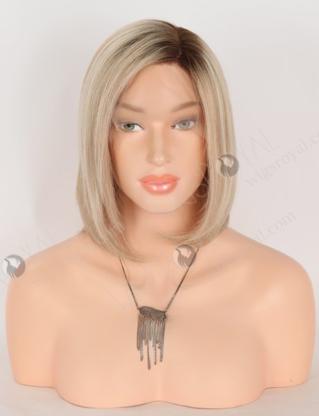 Highlight Color With Brown Root Bob Straight Human Hair Lace Front Wigs WR-CLF-075