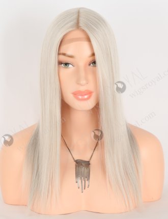 In Stock European Virgin Hair 14" Straight Platinum Gray Color Silk Top Gripper Wig GRP-08124