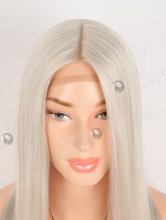 In Stock European Virgin Hair 14" Straight Platinum Gray Color Silk Top Gripper Wig GRP-08124-31119