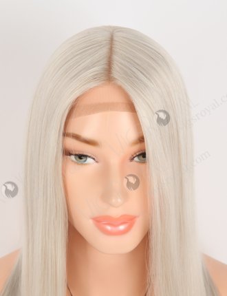 In Stock European Virgin Hair 14" Straight Platinum Gray Color Silk Top Gripper Wig GRP-08124