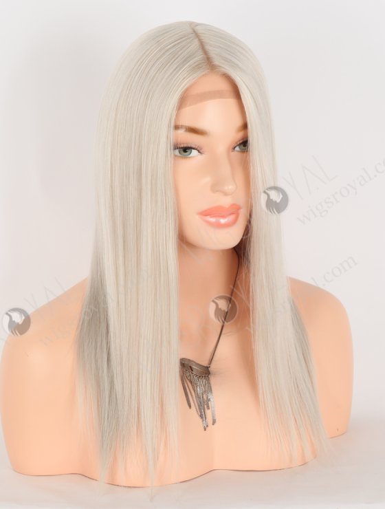 In Stock European Virgin Hair 14" Straight Platinum Gray Color Silk Top Gripper Wig GRP-08124-31122