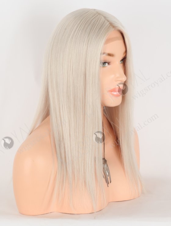 In Stock European Virgin Hair 14" Straight Platinum Gray Color Silk Top Gripper Wig GRP-08124-31123
