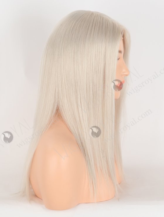 In Stock European Virgin Hair 14" Straight Platinum Gray Color Silk Top Gripper Wig GRP-08124-31124
