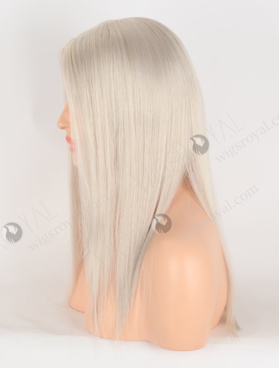 In Stock European Virgin Hair 14" Straight Platinum Gray Color Silk Top Gripper Wig GRP-08124-31125