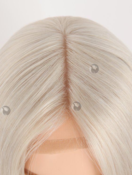 In Stock European Virgin Hair 14" Straight Platinum Gray Color Silk Top Gripper Wig GRP-08124-31127