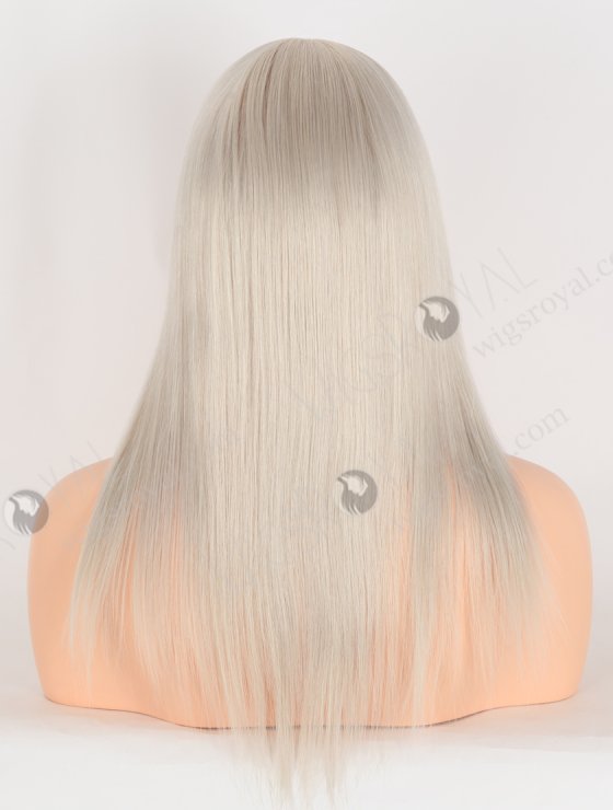 In Stock European Virgin Hair 14" Straight Platinum Gray Color Silk Top Gripper Wig GRP-08124-31128