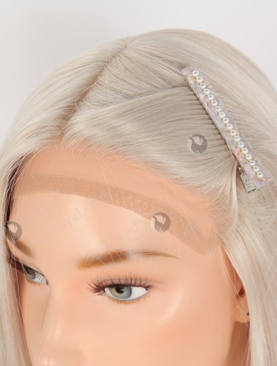 In Stock European Virgin Hair 14" Straight Platinum Gray Color Silk Top Gripper Wig GRP-08124-31129