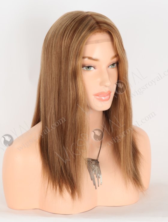 In Stock European Virgin Hair 14" All One Length Straight 8/6/9# Highlights Color Silk Top Gripper Wig GRP-08117-31141