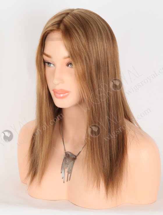 In Stock European Virgin Hair 14" All One Length Straight 8/6/9# Highlights Color Silk Top Gripper Wig GRP-08117-31136
