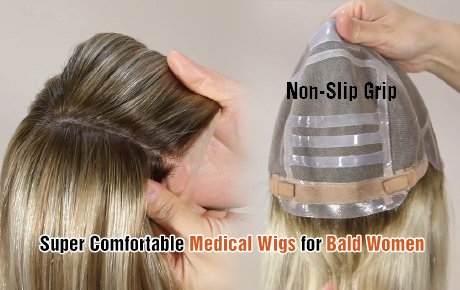 Super Comfortable Medical Wigs for Bald Women | Gorgeous Darker Roots Brown Blonde Highlights Wigs 