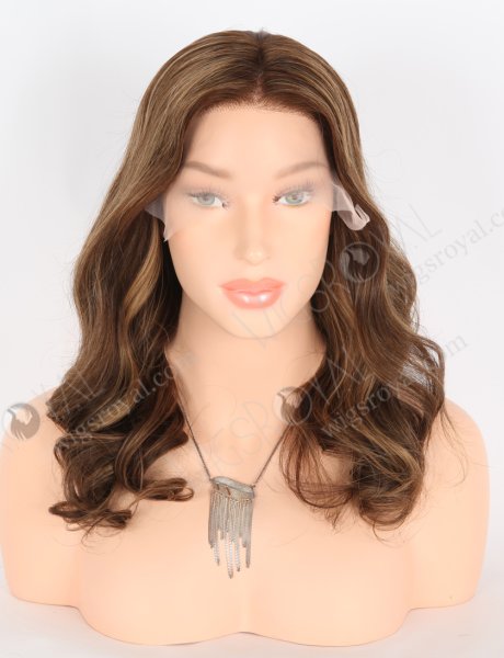 In Stock European Virgin Hair 16" Beach Wave 3# With T3/8# Highlights Color Lace Front Wig RLF-08024