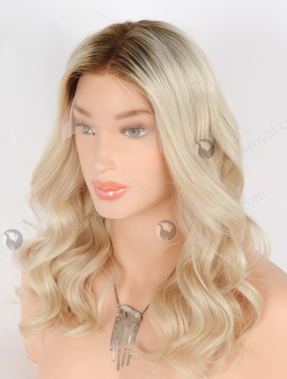 In Stock European Virgin Hair 16" Beach Wave T9#/white Color Lace Front Wig RLF-08028-31402