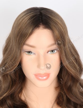 Premium Brown Highlight Color Beach Wave Human Hair Lace Front Wig RLF-08019