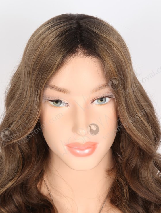 Premium Brown Highlight Color Beach Wave Human Hair Lace Front Wig RLF-08019-31361