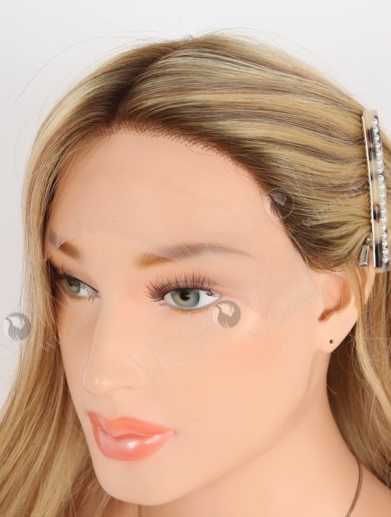 Middle Golden Brown European Human Hair Beach Wave Lace Front Wig RLF-08002-31313
