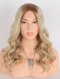 Glamorous Light Blonde Lace Front Wig with Brown Roots | 18 Inch Virgin European Hair Wavy Lace Front Wigs |  RLF-08005